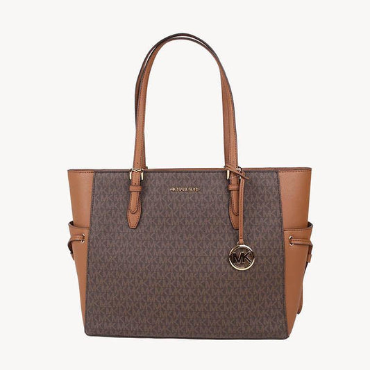 Michael Kors Large Signature Gilly 35S1G2GT7B Drawstring Tote Bag In Brown Acorn