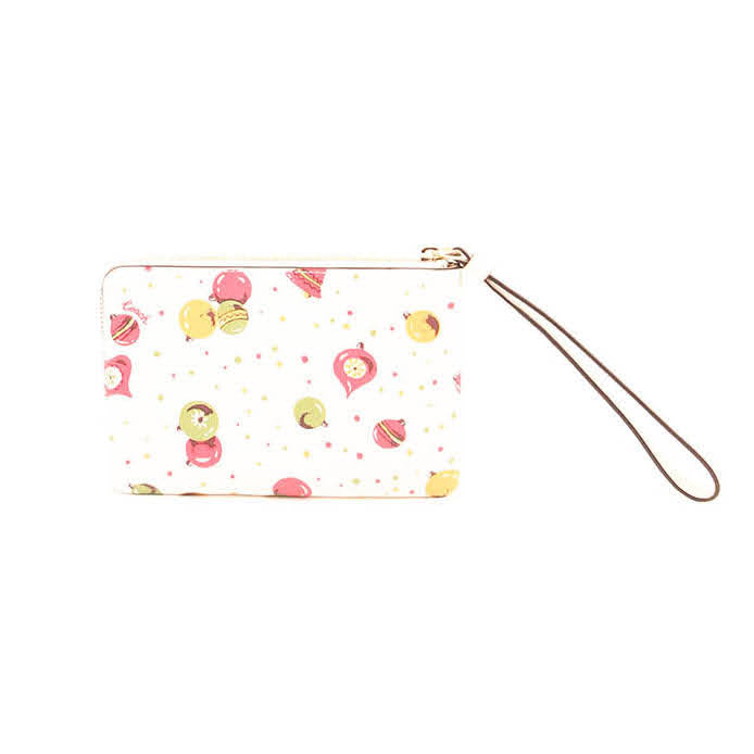 Coach Signature Corner Zip C7406 Wristlet With Ornament Print In Chalk Multi