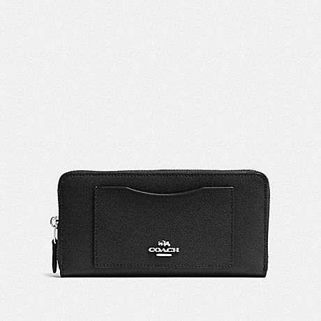 Coach Accordion Crossgrain Leather F54007 Long Wallet In Black